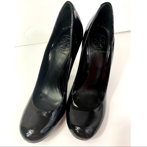 TORY BURCH black leather pumps, heels, 7.5, EUC! GREAT BUY, BEAUTIFUL! - Picture 8 of 13